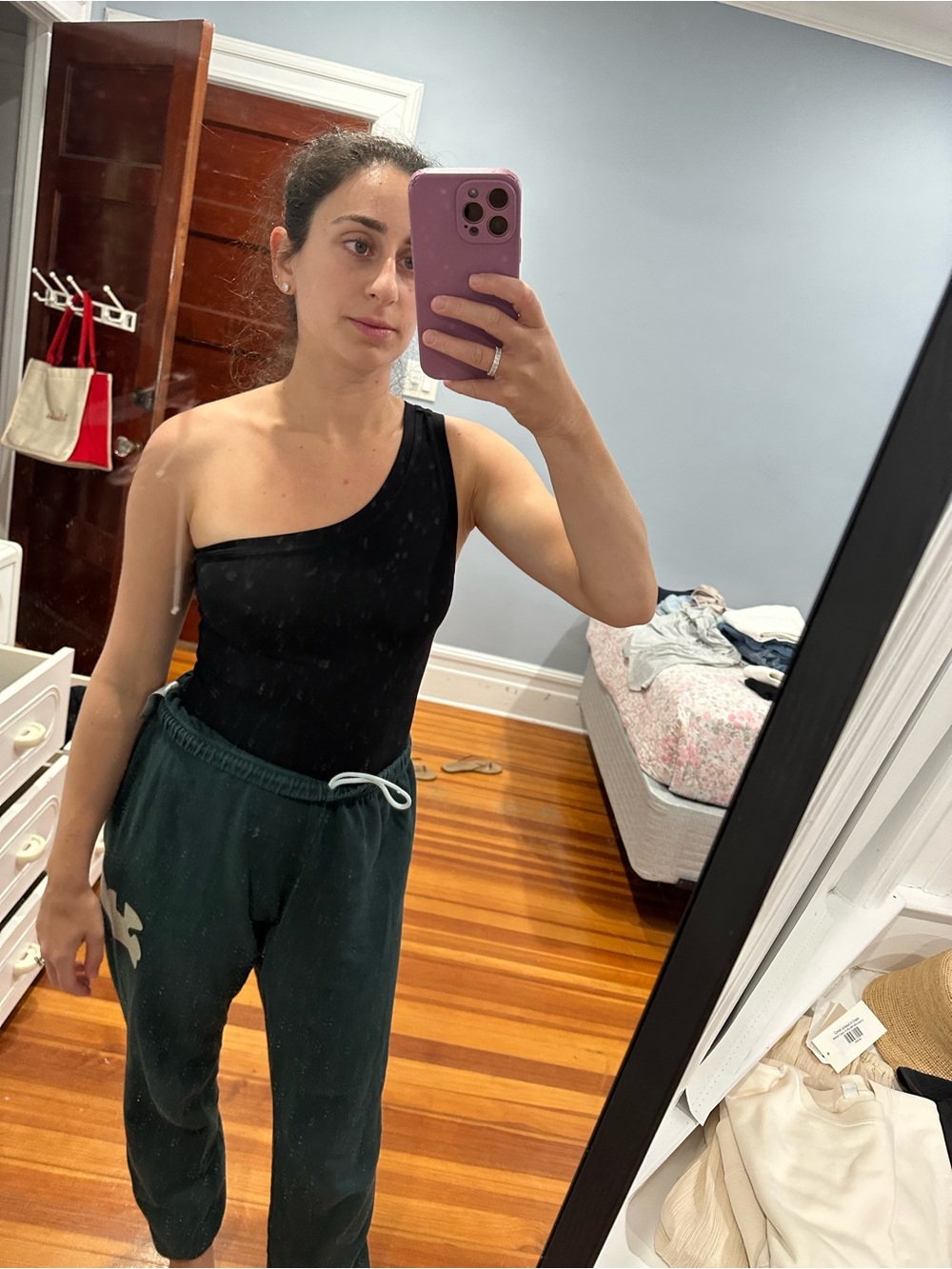 Cotton Citizen Black One-Shoulder Bodysuit